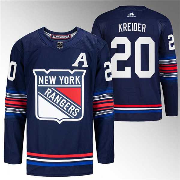 Mens New York Rangers #20 Chris Kreider Navy Stitched Jersey Dzhi->->NHL Jersey